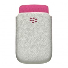 CAPA DE COURO BLACKBERRY 9800 BRANCO COM ROSA ORIGINAL